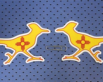 Sticker set of 2 New Mexico Flag Roadrunner Stickers