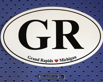 Grand Rapids Michigan (GR) Oval Bumper Sticker