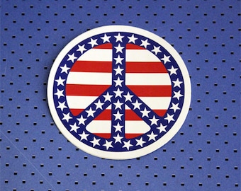 Peace Sign American Flag Bumper Sticker