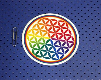 Flower Of Life Rainbow Sacred Geometry Bumper Sticker