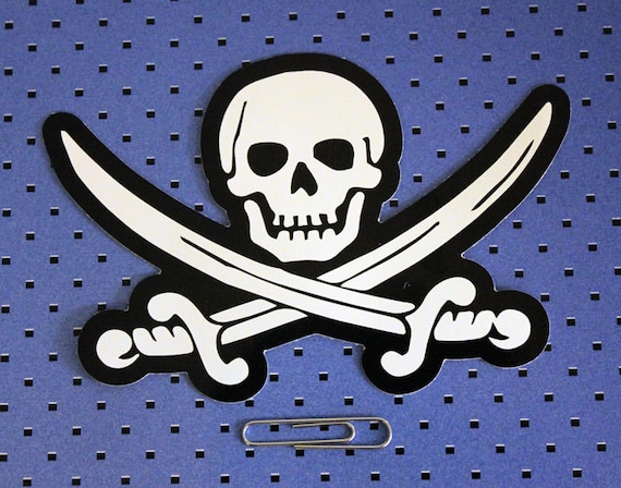 Pirate Decal Jolly Roger Skull and Crossbones Bumper Sticker - Etsy