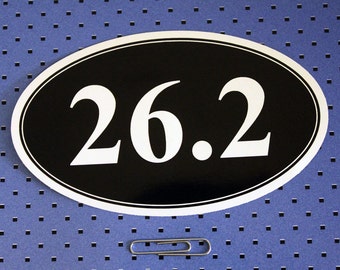 26.2 Marathon Oval Sticker - White Vinyl Decal 5 Inches Wide For Car Window & Laptop