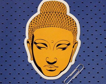 Yellow Buddha Head Bumper Sticker
