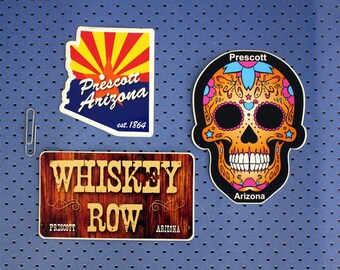 Prescott, Arizona Flag and Whiskey Row Sticker Set