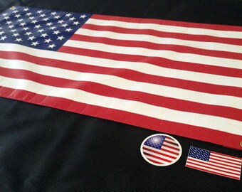 American Flag Banner Bumper Stickers Combo Set