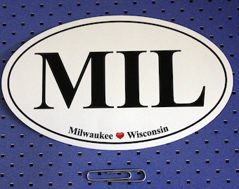 Milwaukee Wisconson (MIL) Oval Bumper Sticker