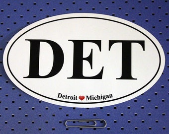 Detroit Michigan (DET) Oval Bumper Sticker