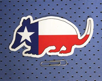 Texas State Armadillo Flag Bumper Sticker
