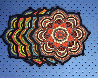 Set Of 5 Sacred Geometry Mandala Bumper Stickers