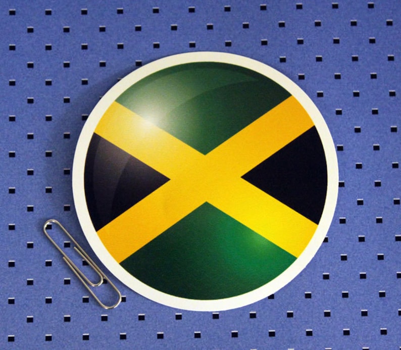Jamaica Flag Circle Sticker Etsy