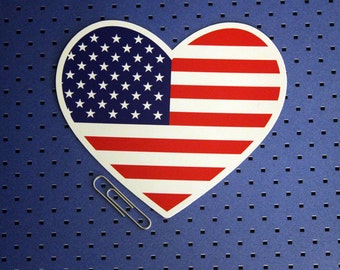 American Flag Heart Bumper Sticker