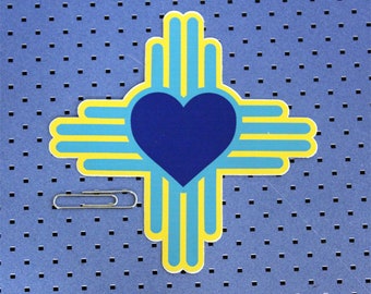 New Mexico Blue Zia Heart Sticker