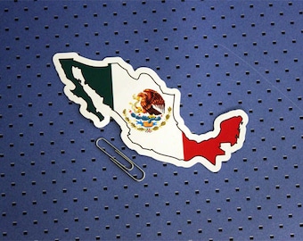 Mexico Shape Flag Bumper Sticker