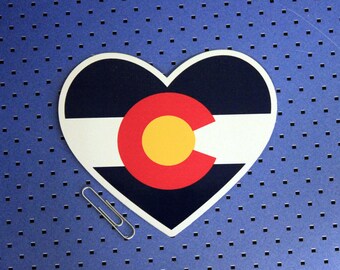 Pegatina bandera de Colorado corazón