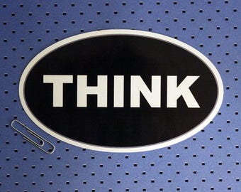 Think Oval Bumper Sticker