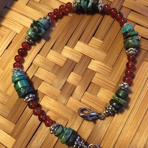 Turquoise and garnet bracelet
