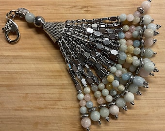 Tender Love: Morganite Gemstone Beaded Tassel