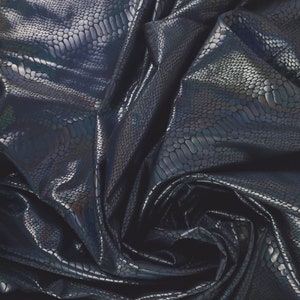 Iridescent Black Snake Skin Fabric 60" 4 Way Stretch Spandex By The Yard Free Shipping