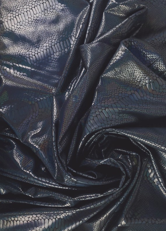 Iridescent Black Snake Skin Fabric 60 4 Way Stretch | Etsy
