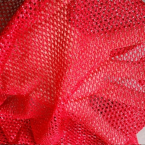 Red Glitter Net Mesh Fabric, Sold by the Yard. Costume and Dancewear ...