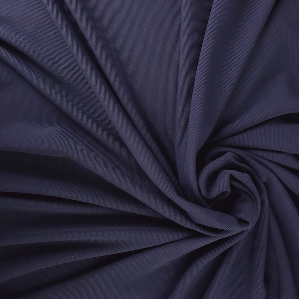 60" Wide 4 way Stretch Thick Poly Knit Navy Blue Fabric Sold By the Yard