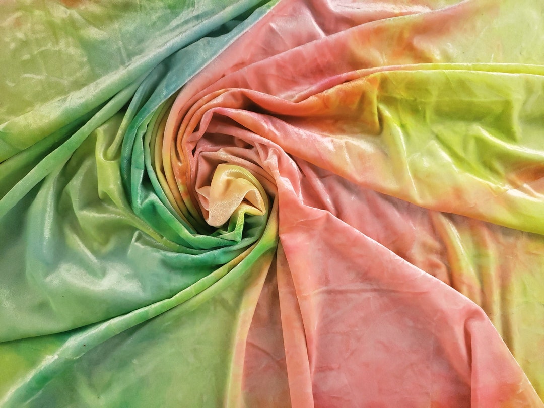 Tie Dye Crushed Velvet 60 Width 2 Way Stretch Blue Pink Etsy