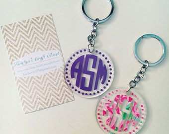 Circle Acrylic Monogram Keychain