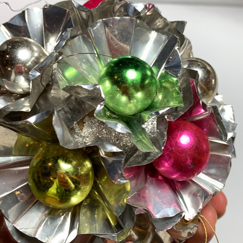 Vintage christmas tree light reflector ornament ball handmade Etsy