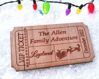 Lapland reveal ticket, Santa Claus voucher, Holiday reveal surprise wooden gift ticket, Gift voucher token
