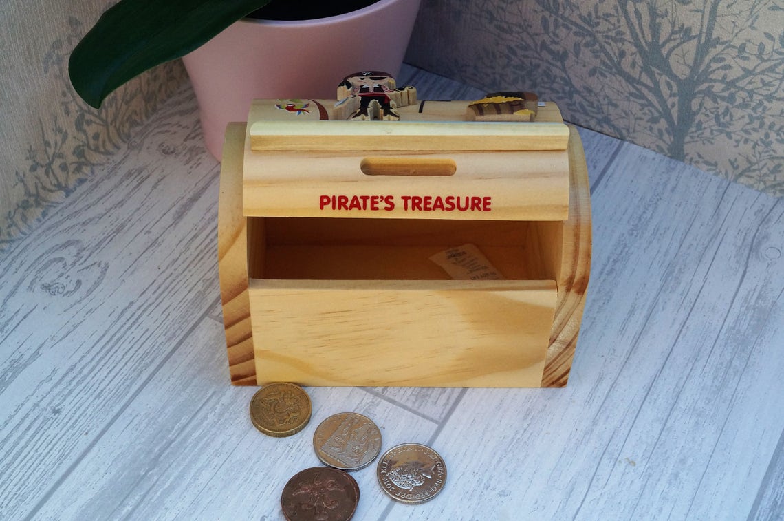 Childrens Wooden Money Box Personalised Money Box Pirate Etsy Childrens Wooden Money Box Personalised Money Box Pirate Etsy