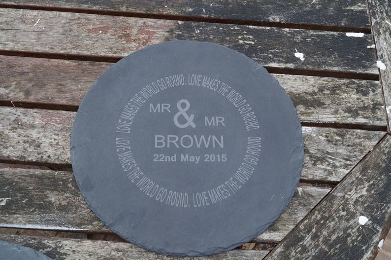 personalised slate cheese/chopping board, wedding,anniversary, fathers day, mothers day, wedding gift, wedding cheese board, mr and mr gift image 4