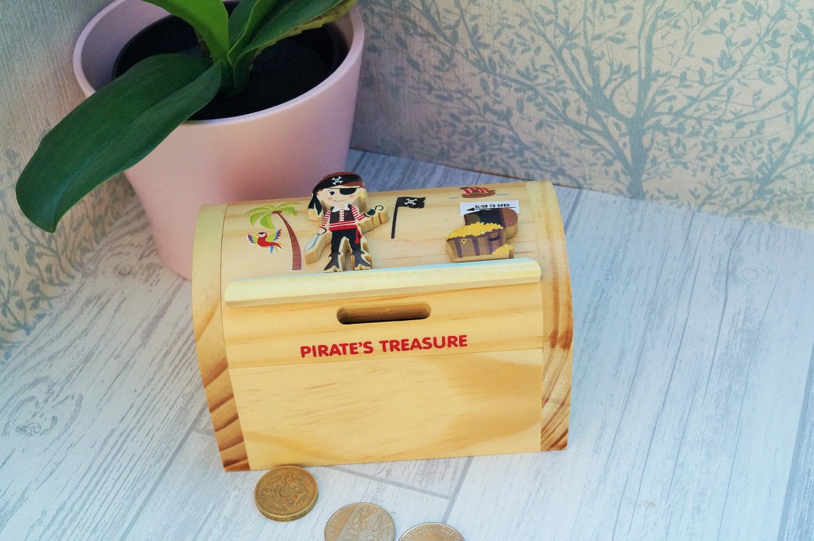 Childrens Wooden Money Box Personalised Money Box Pirate Etsy