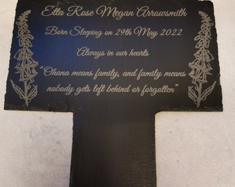 personalised  memorial plaque, grave stone, grave marker, memorial gift, in loving memory, foxglove image