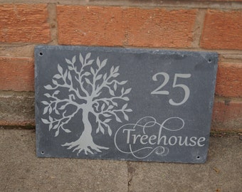Tree of life slate house sign, Slate house sign, personalised slate sign, tree of life, house number plaque, house sign, house name plaque