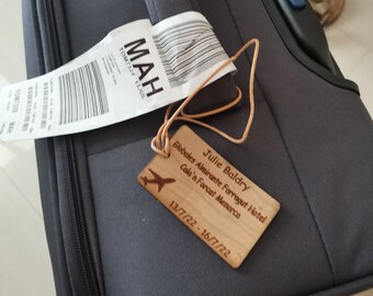 Personalised wooden holiday luggage tag,  luggage tag, holiday surprise, reveal gift tag,