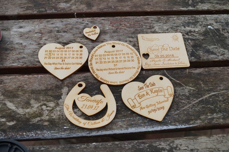 wooden save the date, wedding stationery, save the date magnets, save the date, engraved stationery, personalised wedding,wedding invitation image 5