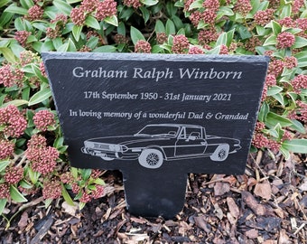 personalised  memorial plaque, grave stone, grave marker, memorial gift, in loving memory, car image