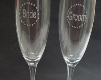 Personalised champagne flute, brides glass, grooms glass, wedding day gift, champagne flutes, personalised glasses, prosecco glass, glass
