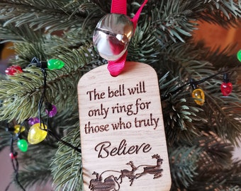 Wooden believe bell, Santa's bell, believe, magic of Christmas bell, tree decoration