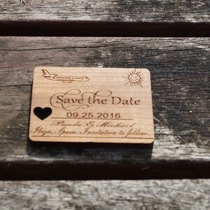 wooden save the date, wedding stationery, save the date magnets, save the date, engraved stationery, personalised wedding,wedding invitation image 2