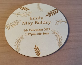 Personalised wooden birth announcement, Personalised Birth Announcement, Newborn Keepsake,  Nursery signs