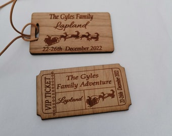 Wooden Lapland reveal token and luggage tag personalised luggage tag, Lapland reveal, Boarding pass and luggage tag.