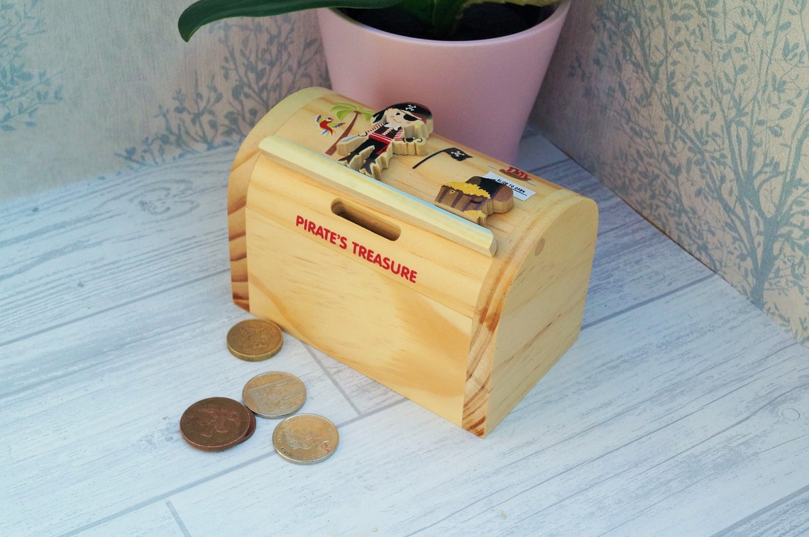 Childrens Wooden Money Box Personalised Money Box Pirate Etsy