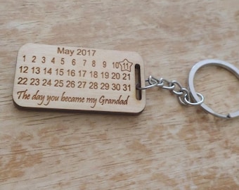 wooden keyring, the day you became, fathers day, mothers day, godparent gift, personalised keyring, wooden engraved gift, bespoke keyring