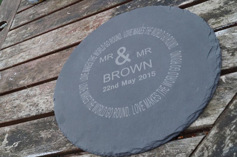 personalised slate cheese/chopping board, wedding,anniversary, fathers day, mothers day, wedding gift, wedding cheese board, mr and mr gift image 3