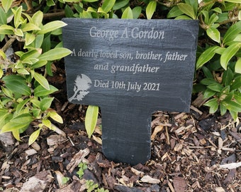 personalised  memorial plaque, grave stone, grave marker, memorial gift, in loving memory, thistle image