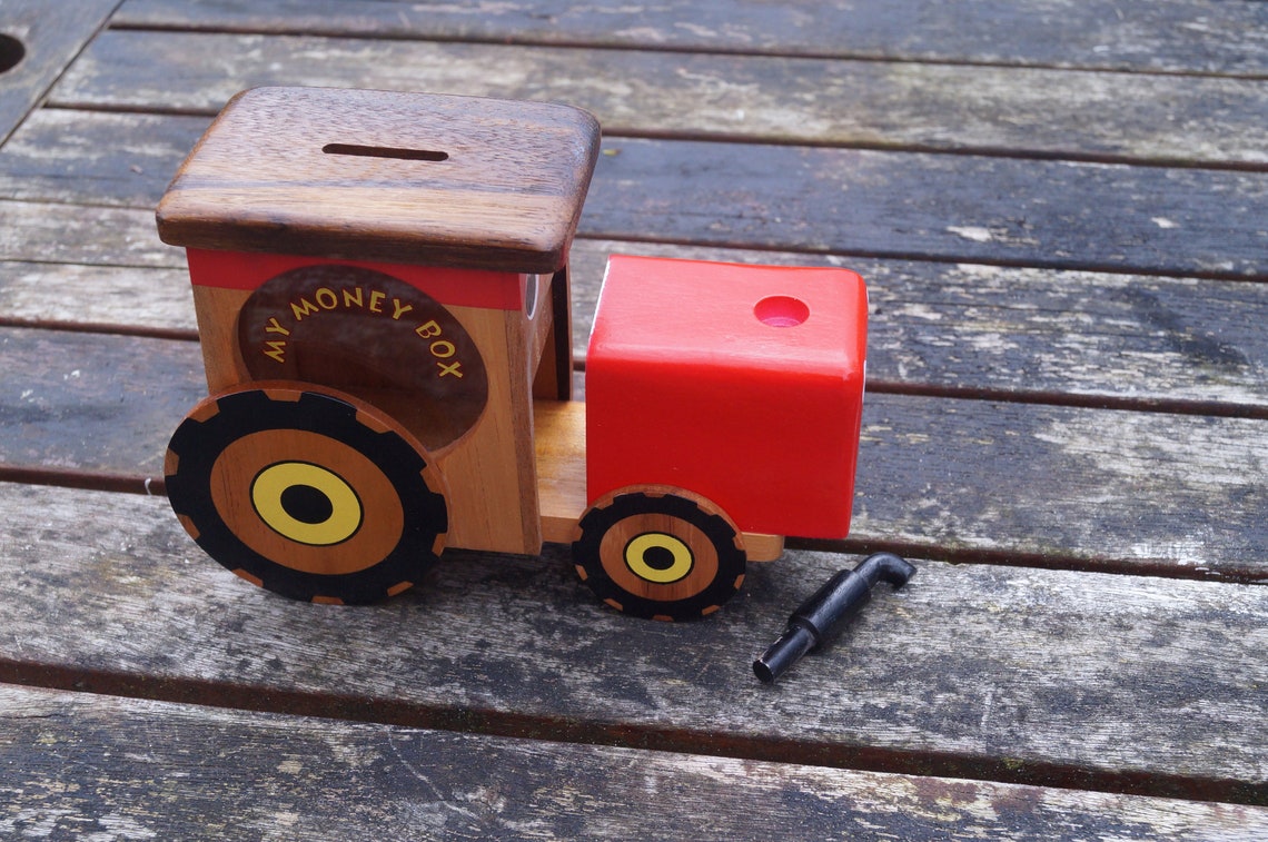 Wooden moneybox Childrens wooden money box personalised Etsy