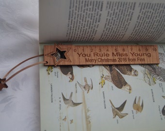 Wooden bookmark, teachers gift, wooden ruler, personalised teachers gift, affordable gifts, engraved bookmark, nursery gift, childs gift