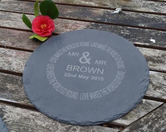 personalised slate cheese/chopping board, wedding,anniversary, fathers day, mothers day, wedding gift, wedding cheese board, mr and mr gift