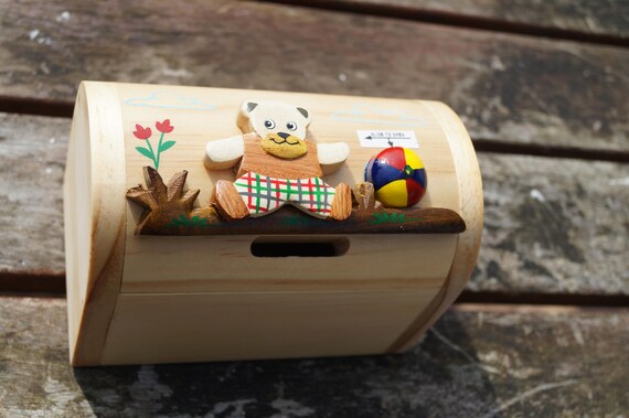 Personalisiertes Holz-Spardose Für Kinder - Mit Schloss & 3D Name